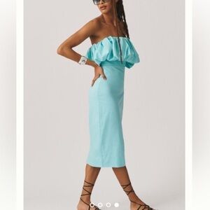 NWT Anthropologie LET ME BE SLIM BUBBLE DRESS blue XS